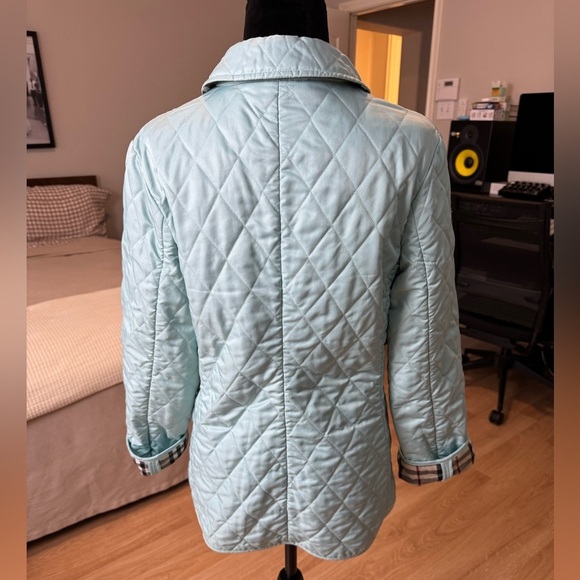 BURBERRY LONDON Quilted Mint Green Tiffany Blue Nova Check Lined Jacket Size XS - Picture 2 of 12